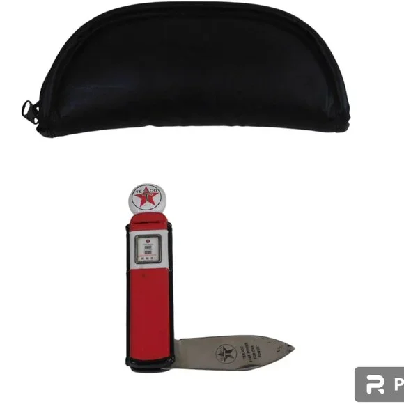 Franklin Mint Collector Knife, Texaco Gas Pump, With Padded Pouch